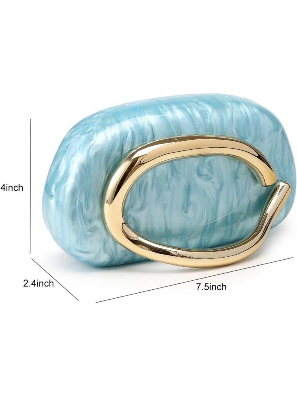 Women's Acrylic Blue Clutch Purse Wedding Evening Crossbody Shoulder Bag - Picture 4 of 5